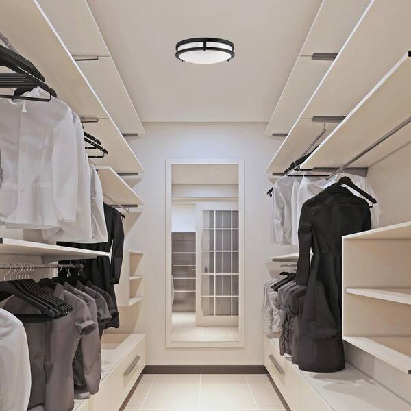 Ripon 14.8 in. W Matte Black Integrated LED Dimmable Flush Mount Ceiling Light