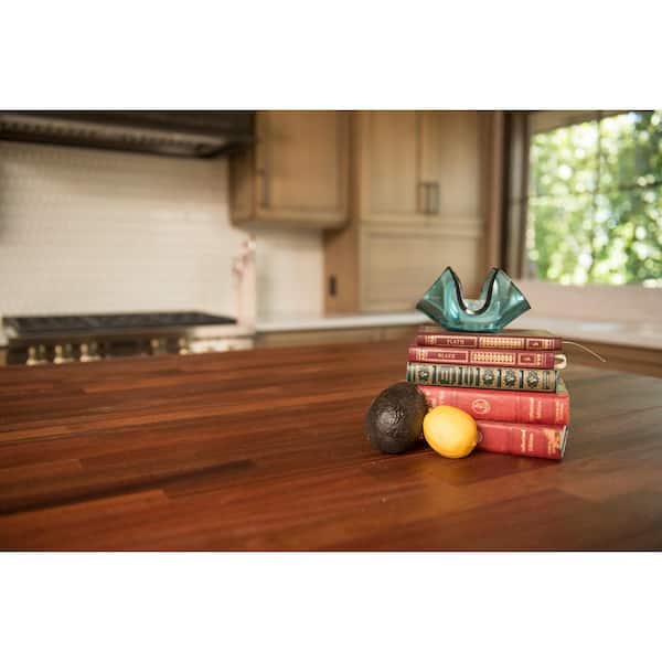 6 ft. L x 25 in. D Unfinished Sapele Solid Wood Butcher Block Countertop With Eased Edge