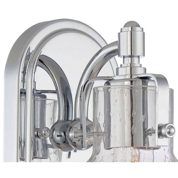 1-Light Chrome Bathroom Sconce with Clear Seeded Shade