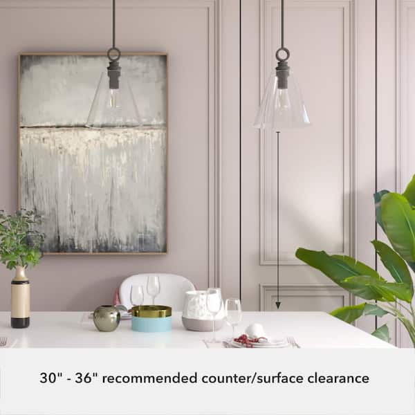 Klein 1-Light Noble Bronze Island Pendant Light with Clear Glass Shade