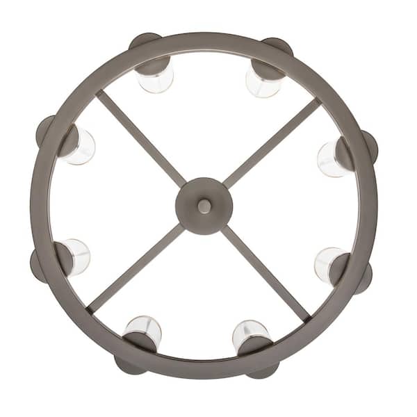 Loveland 8-Light Brushed Nickel Wagon Wheel Chandelier Light Fixture with Clear Glass Shades