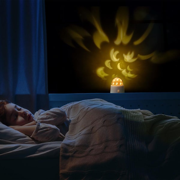 5.54 in. Battery Operated Rotating Star and Moon Projector LED Integrated Night Light with 30 Min Timer (2-Pack)