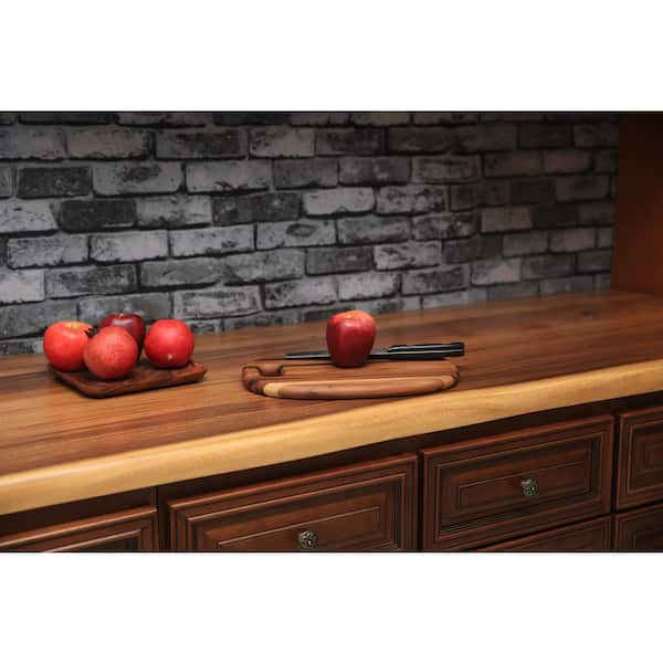 6 ft. L x 25 in. D Finished Saman Solid Wood Butcher Block Countertop With Live Edge