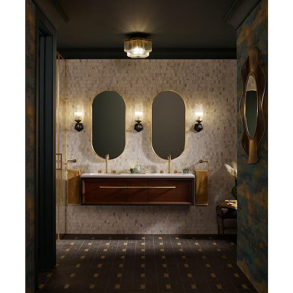 Occasion 1-Light Black with Brass Trim Wall Sconce