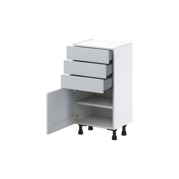 Cumberland Light Gray Shaker Assembled Shallow Base Kitchen Cabinet with 3 Drawers (18 in. W x 34.5 in. H x 14 in. D)