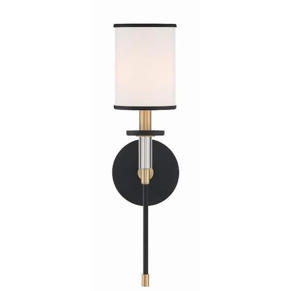 Hatfield 1-Light Black Forged Plus Vibrant Gold Wall Mount
