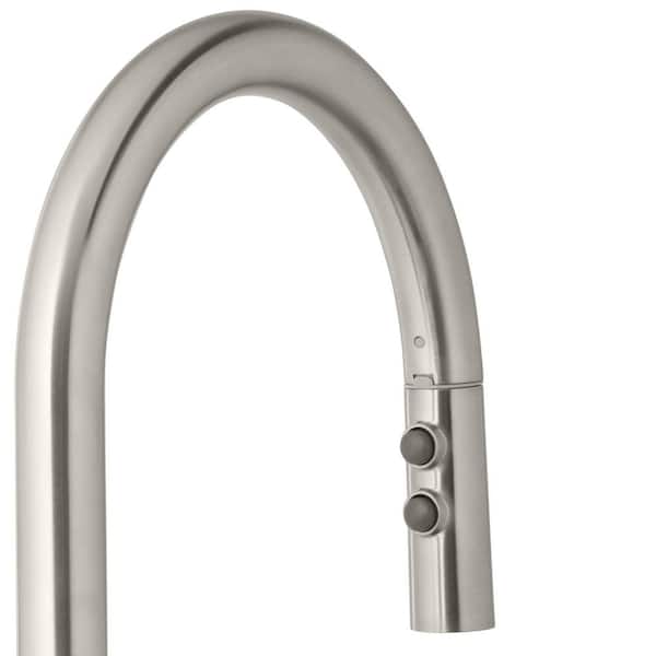 Upson Single-Handle Touchless Pull-Down Kitchen Faucet with TurboSpray and FastMount and Soap Dispenser in Stainless