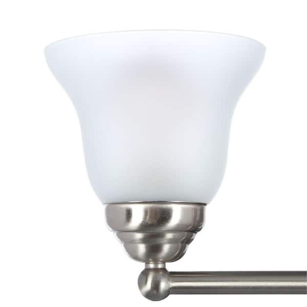 Ashhurst 3-Light Brushed Nickel Classic Traditional Bathroom Vanity Light with Frosted Glass Shades