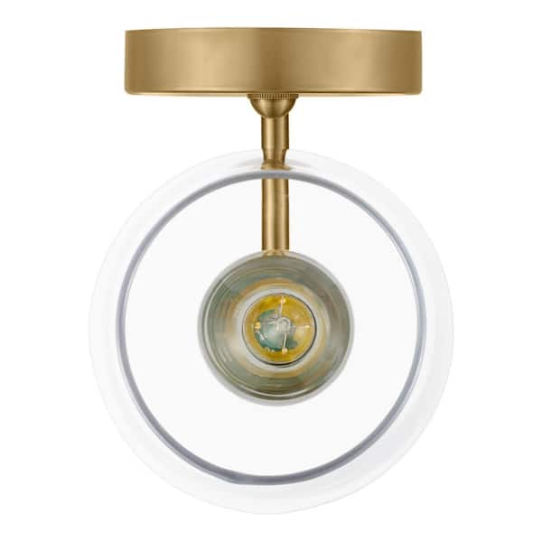 Pavlen 5.5 in. 1-Light Antique Brass Sconce with Clear Glass Shade