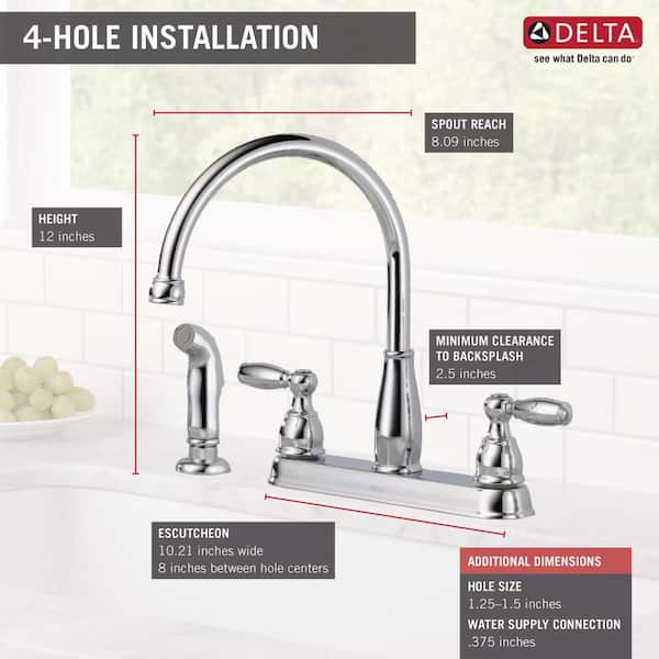 Foundations 2-Handle Standard Kitchen Faucet with Side Sprayer in Chrome