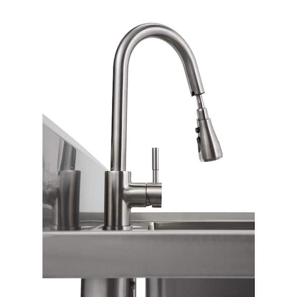 41.7 in. x 24 in. x 49.2 in. Stainless Steel Utility Sink with Pull out Faucet