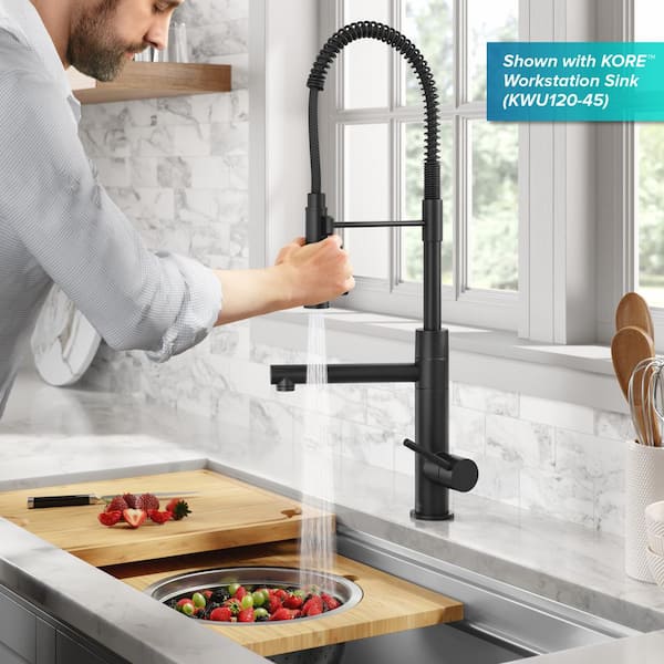 Artec Pro Single Handle Pull Down Sprayer Kitchen Faucet with Pot Filler in Matte Black