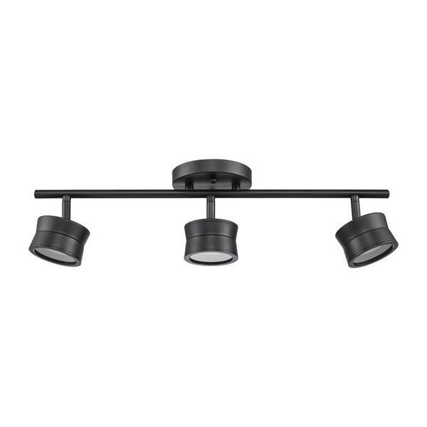 1.75 ft. 3-Light Black Integrated LED Track Lighting Kit with Round Back Adjustable Heads