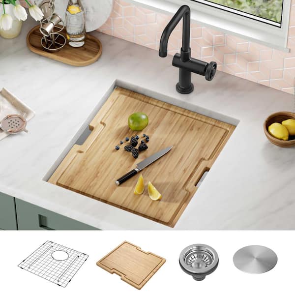 Kore Workstation 16-Gauge Stainless Steel 17 in. Undermount Bar Sink