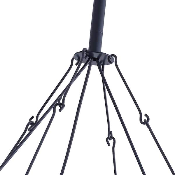 55.1 in. 48-Light Farmhouse Black 2-Tier Wagon Wheel Candle Chandelier Round Industrial Pendant Lighting