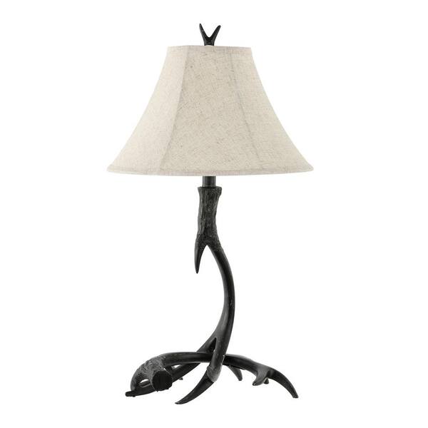 Antler 27.5 in. Black Rustic Resin LED Table Lamp