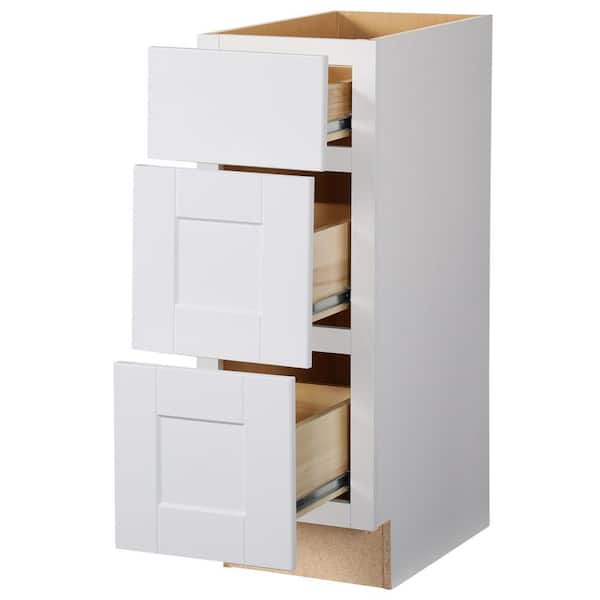 Shaker 24 in. W x 24 in. D x 34.5 in. H Assembled Drawer Base Kitchen Cabinet in Satin White with Ball-Bearing Glides