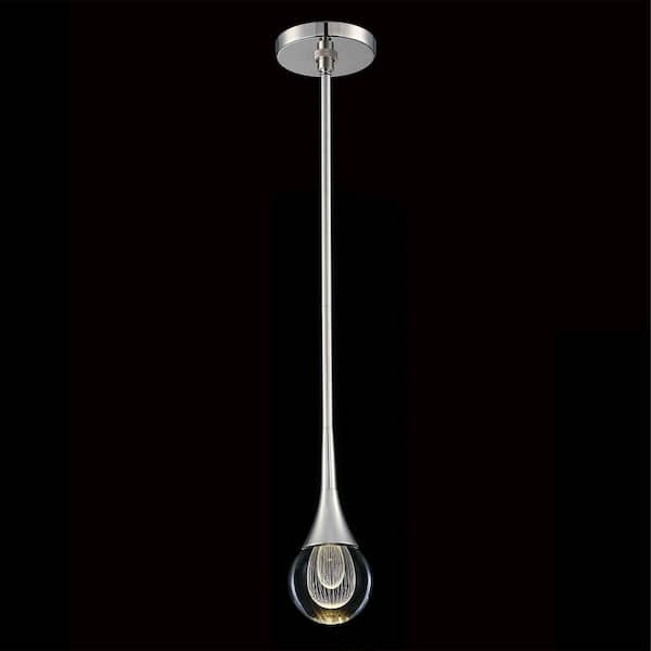 75-Watt Integrated LED Polished Nickel Pendant Light with Clear K9 Crystal