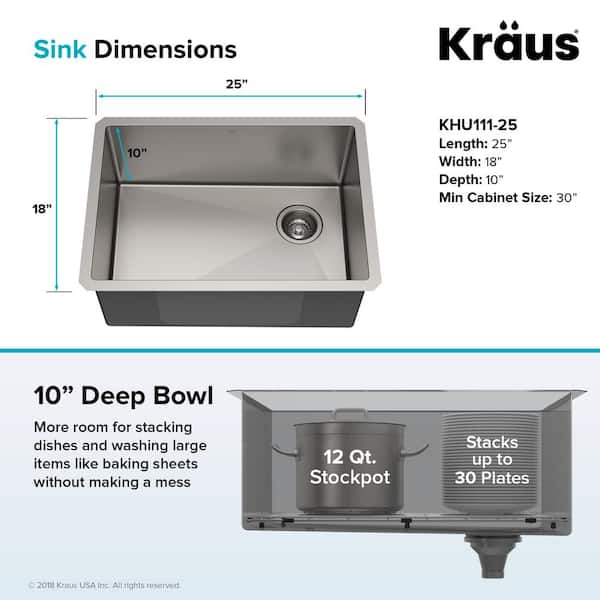 Standart PRO Undermount Stainless Steel 25 in. Single Bowl Kitchen Sink