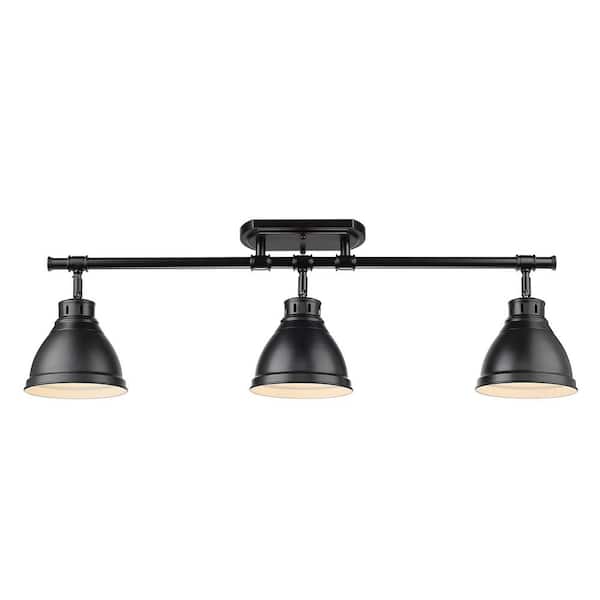 Duncan Collection 3-Light Black Semi-Flush Mount with Matte Black Shade