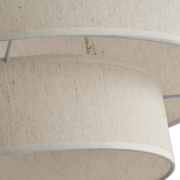Modern 20 in. 3-Light Drum Chandelier Hanging Lamp Fixture with 2-Tier Linen Fabrics Lampshade