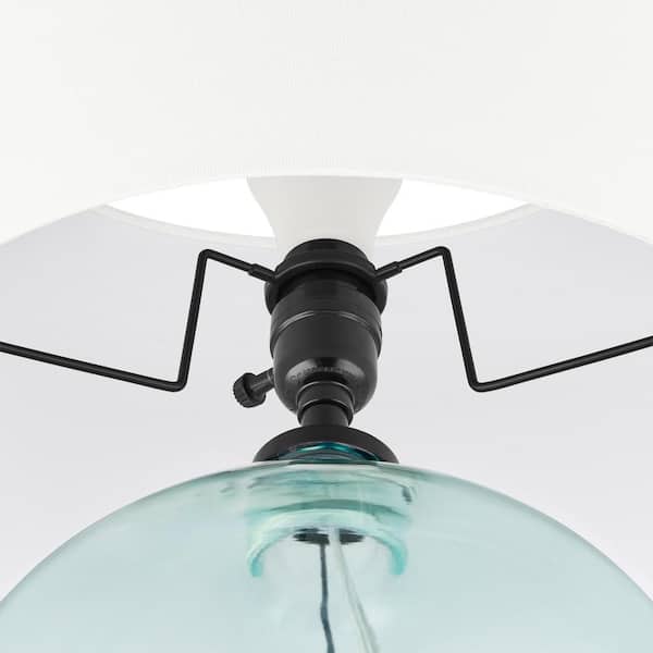 Windmere 21.5 in. Seagrass Green Glass Table Lamp with White Shade