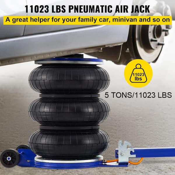 Triple Bag Air Jack 11000 lbs. Load Air Bag Jack Fast Lift Up to 15.75 in. 3 to 5S with Adjustable Handle for Cars, Blue