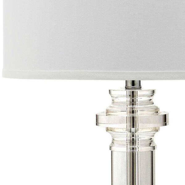 Nina 30 in. Clear Crystal Column Table Lamp with White Shade