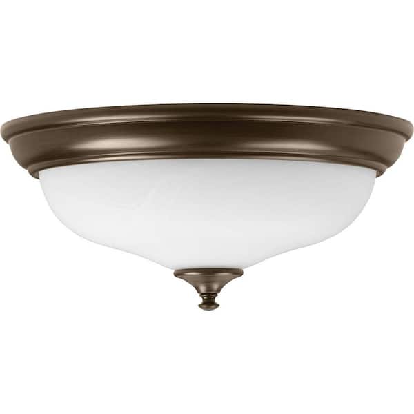 15 in. Alabaster Collection 28 -Watt Antique Bronze Integrated LED Flush Mount