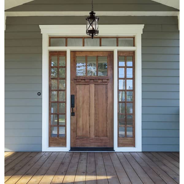 Chandler 3-Light Oiled Bronze Outdoor Pendant Light Fixture with Seeded Glass