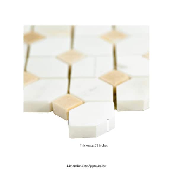 Bianco Dolomite Crema Dotty 12.4 in. x 12.4 in. x 10 mm Polished Marble Mosaic Tile (10.7 sq. ft. / case)