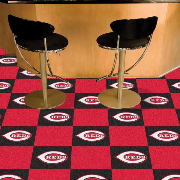 Cincinnati Reds Red Residential 18 in. x 18 Peel and Stick Carpet Tile (20 Tiles/Case) 45 sq. ft.