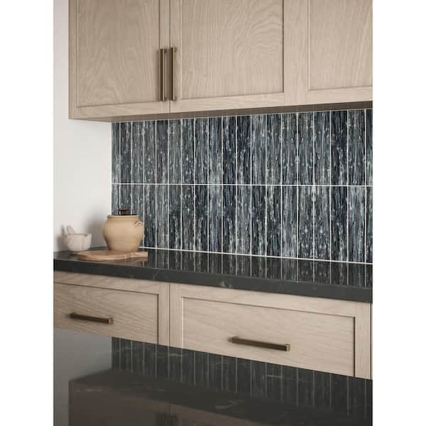 Abalone Gray 3 in. x 12 in. Glossy Glass Wall Tile (10 sq. ft./Case)