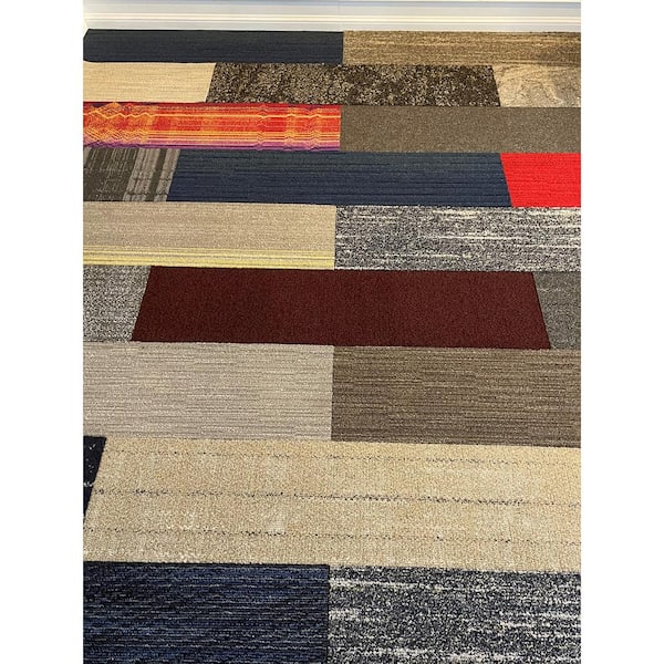 4urFloor Multi-Colored 36 in. x 9 Peel and Stick Carpet Tile (16 Tiles/Case) 36 sq. ft.