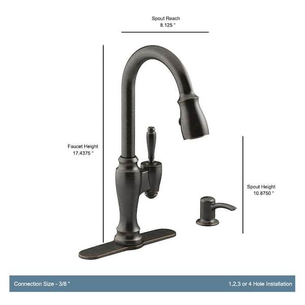 Arsdale Single-Handle Pull-Down Sprayer Kitchen Faucet with Soap/Lotion Dispenser in Oil-Rubbed Bronze