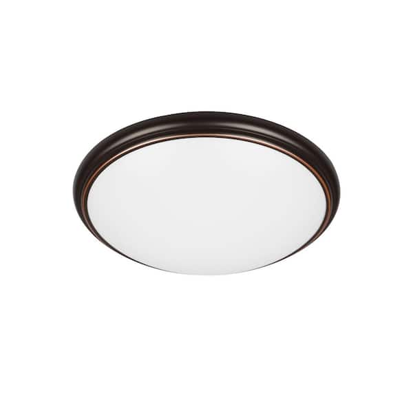14 in. Light Brushed Nickel and Oil-Rubbed Bronze Adjustable CCT Integrated LED Flush Mount with Interchangeable Trim