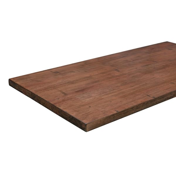 6 ft. L x 25 in. D Finished Distressed Eucalyptus Butcher Block Standard Countertop in UV Finish With Live Edge