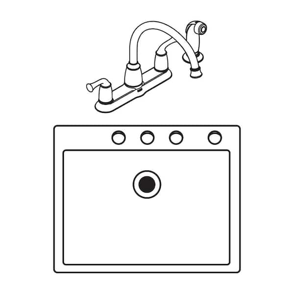 Commercial 2-Handle Side Sprayer Kitchen Faucet in Chrome