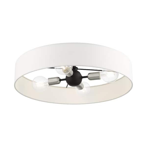 Venlo 4 Light Black with Brushed Nickel Accents Semi Flush Mount