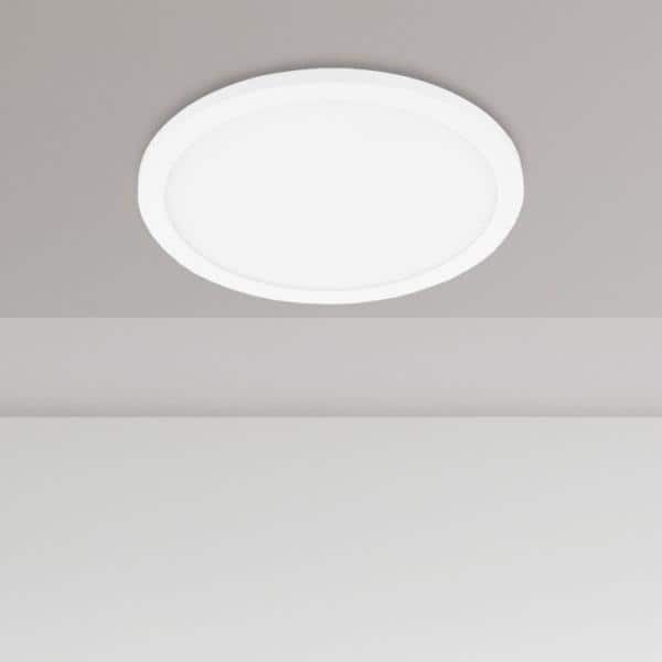 Trago 12 11.81 in. W x 0.51 in. H 1-Light White LED Flush Mount with White Acrylic Shade