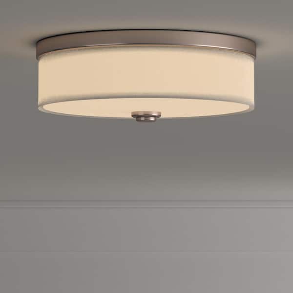 10 in. Weaver Collection 1-Light Brushed Nickel Integrated LED Flush Mount