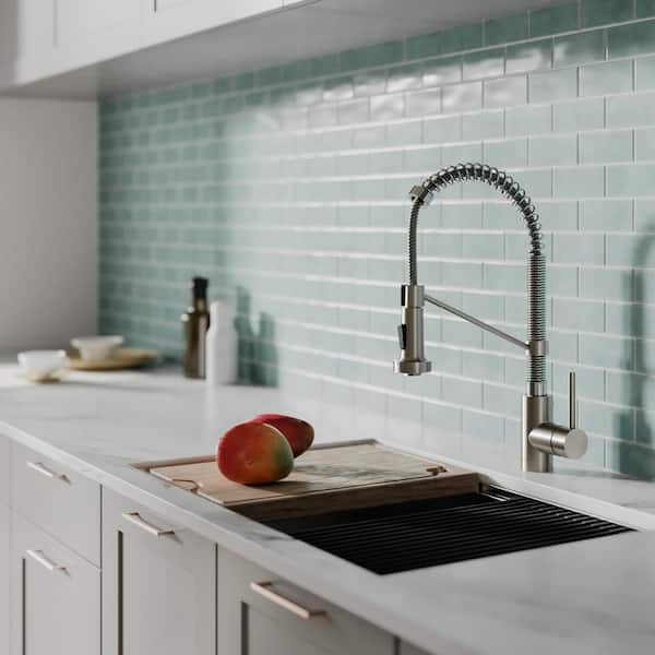 Spot Free 18-Inch Kitchen Faucet with Dual Function Pull-Down Sprayhead in all-Brite Stainless Steel/Chrome Finish