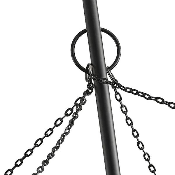 23.62 in. 1-Light Farmhouse Black Coastal Woven Chandelier with Rattan Basket Shade