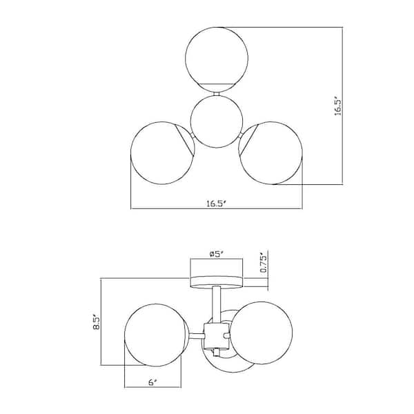 Farrell 18 in. 3-Light Soft Gold Semi Flush Mount with Satin Opal Glass