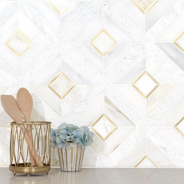 Verona Gold Pattern 11.85 in. x 11.85 in. Honed Multi-Surface Mesh-Mounted Mosaic Tile (9.8 sq. ft./Case)