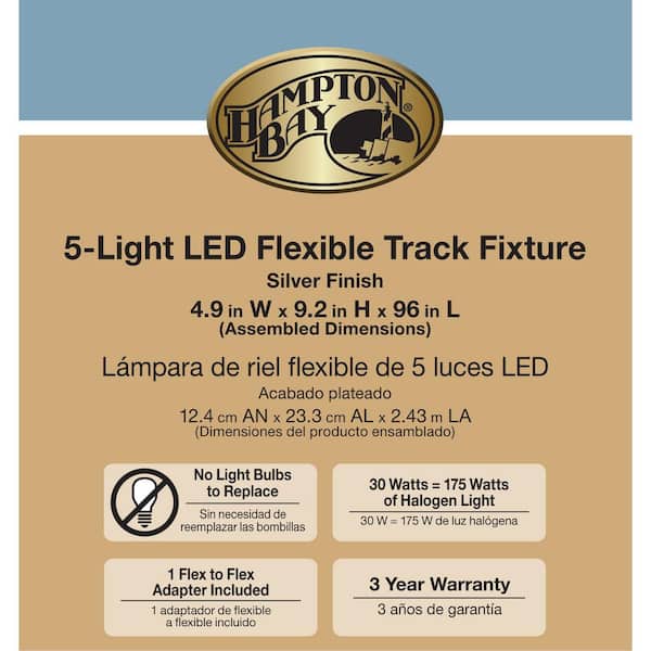 8 ft. Silver 5-Light Integrated LED Flex Track Lighting Kit