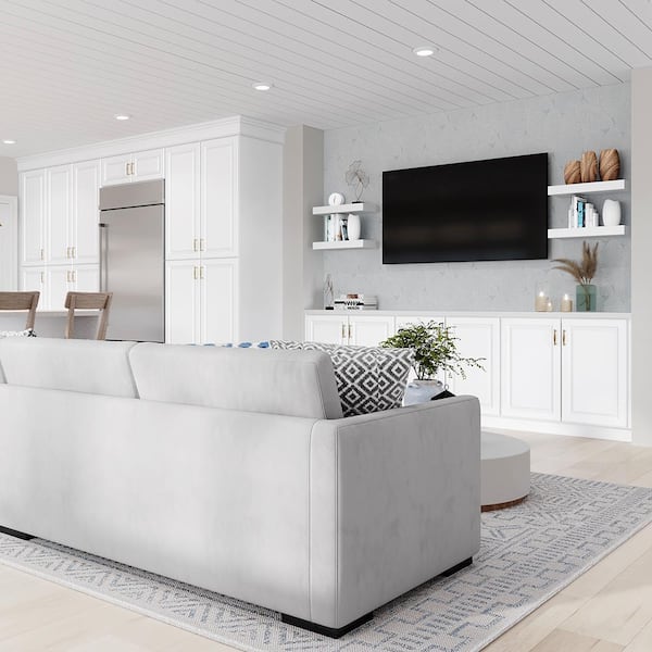 Hampton 30 in. W x 12 in. D x 18 in. H Assembled Wall Bridge Kitchen Cabinet in Satin White