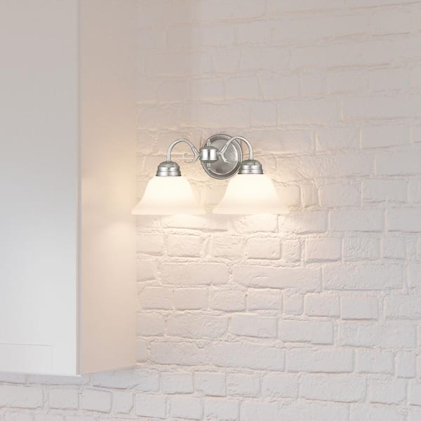 Millbridge 2-Light Satin Nickel Sconce with Alabaster Glass Shade