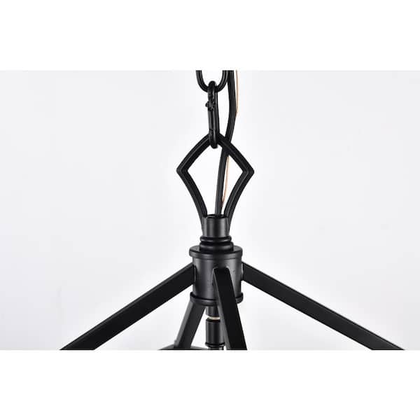 Renzo 4-Light Matte Black Caged Pendant with Brushed Nickle or Black Candle Sleeves