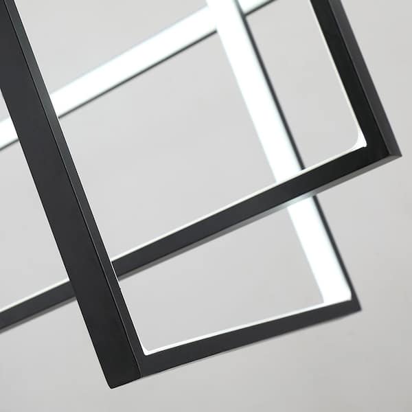 Boston 3 - Light Integrated LED Black Kitchen Island Chandelier with Wrought Iron Accents